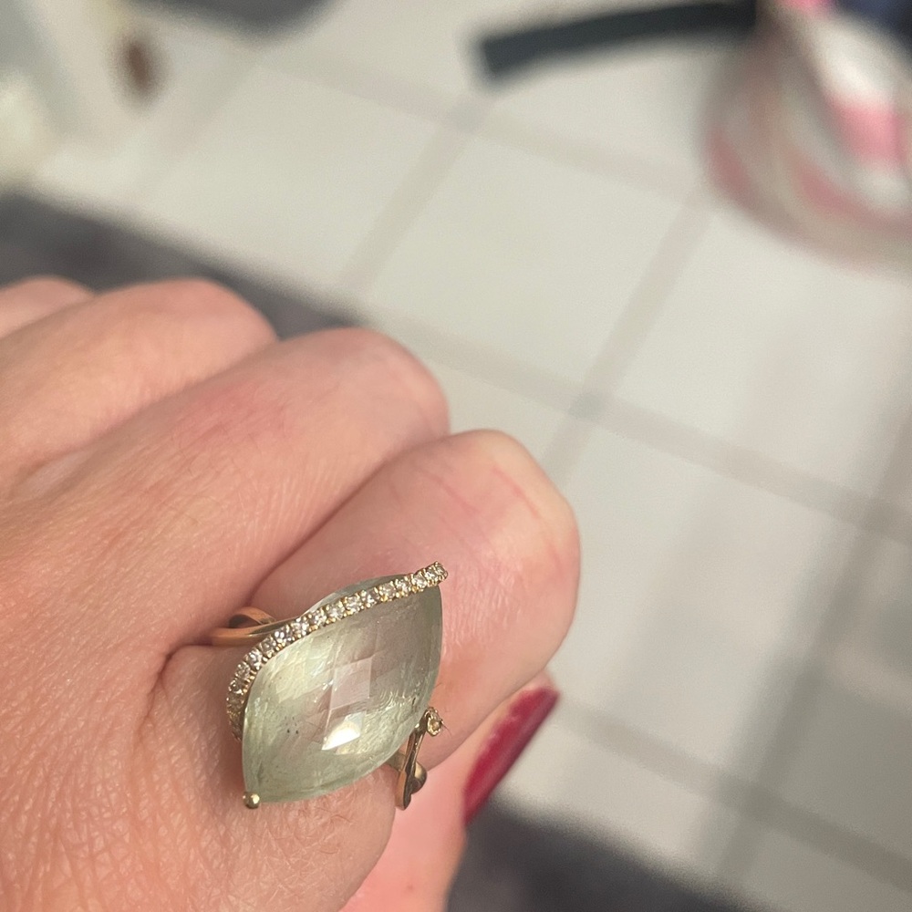 Effy Gold Ring with Green Gemstone and Diamond Accents - Picture 11 of 15